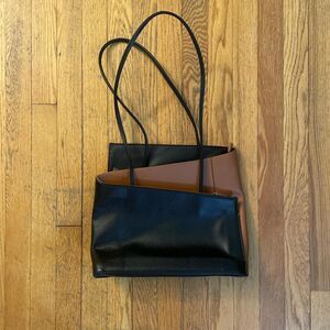 tolblanc paris black and brown genuine leather wrap medium sized shoulder bag